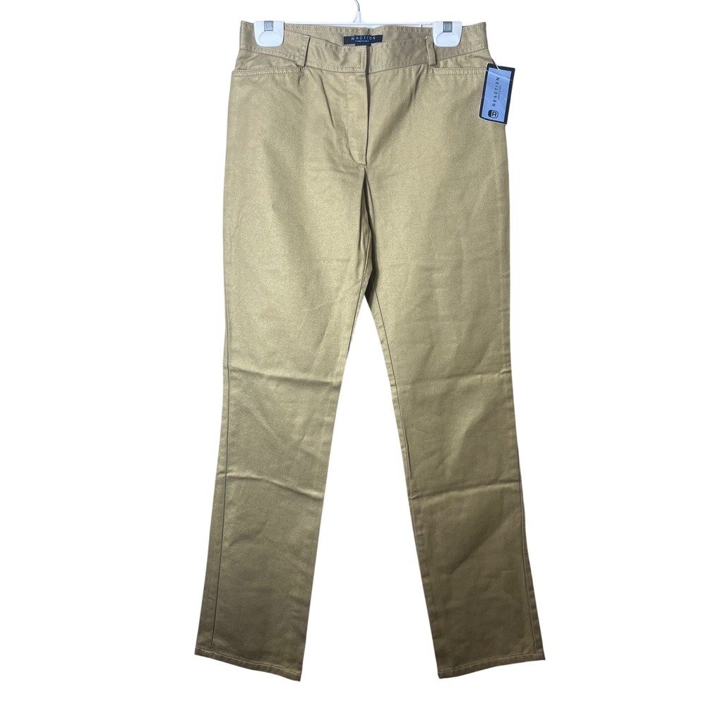 Kenneth Cole Reaction Gold Metallic Pants Womens Size 6 NWT Party Holiday Disco‎